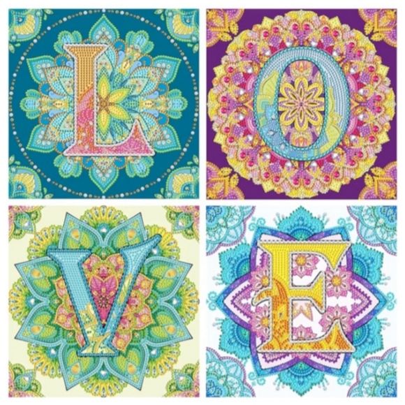 Other - 4 diamond painting kits "L", "O", "V", and "E"